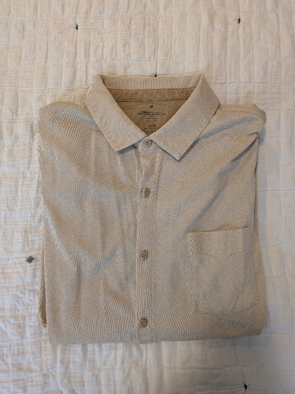 Fabletics Men's Beige Button-Up Shirt